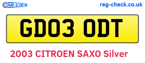 GD03ODT are the vehicle registration plates.