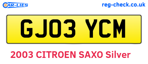 GJ03YCM are the vehicle registration plates.