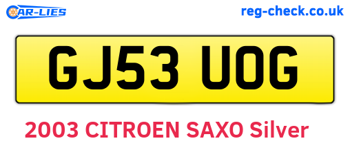 GJ53UOG are the vehicle registration plates.