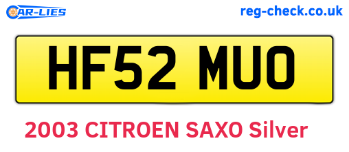 HF52MUO are the vehicle registration plates.
