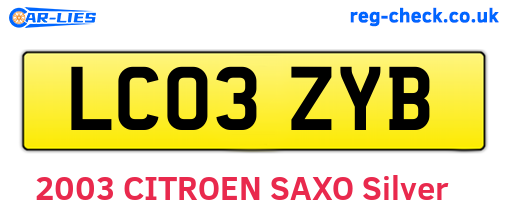 LC03ZYB are the vehicle registration plates.