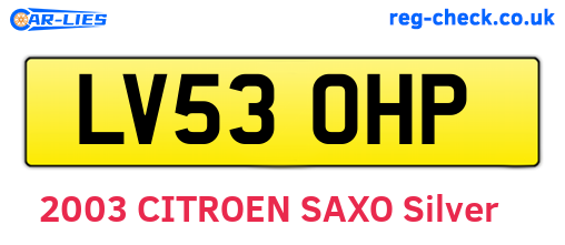 LV53OHP are the vehicle registration plates.