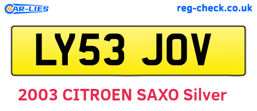 LY53JOV are the vehicle registration plates.
