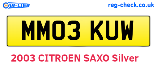 MM03KUW are the vehicle registration plates.