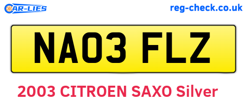 NA03FLZ are the vehicle registration plates.