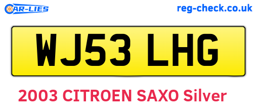 WJ53LHG are the vehicle registration plates.