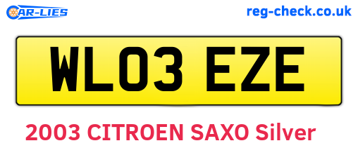 WL03EZE are the vehicle registration plates.
