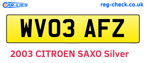 WV03AFZ are the vehicle registration plates.