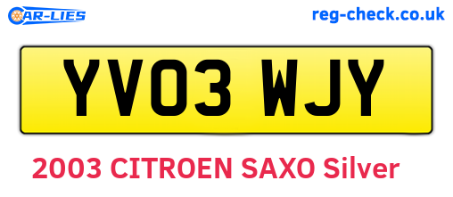 YV03WJY are the vehicle registration plates.