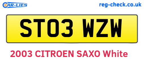 ST03WZW are the vehicle registration plates.