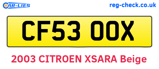 CF53OOX are the vehicle registration plates.