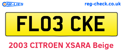 FL03CKE are the vehicle registration plates.