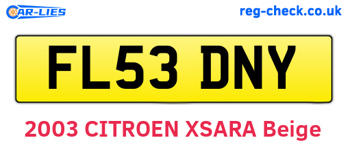 FL53DNY are the vehicle registration plates.