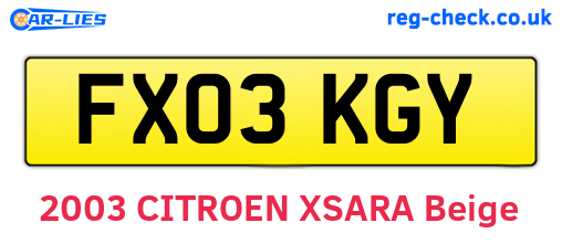 FX03KGY are the vehicle registration plates.