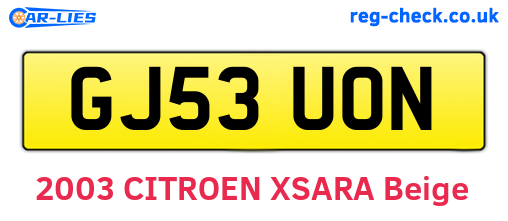 GJ53UON are the vehicle registration plates.