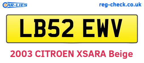 LB52EWV are the vehicle registration plates.