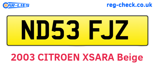ND53FJZ are the vehicle registration plates.