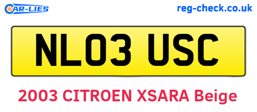 NL03USC are the vehicle registration plates.