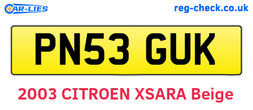 PN53GUK are the vehicle registration plates.
