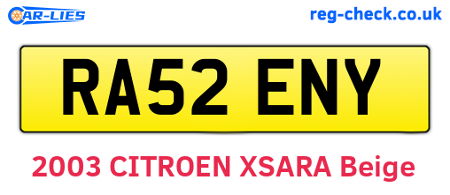 RA52ENY are the vehicle registration plates.