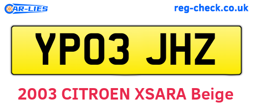 YP03JHZ are the vehicle registration plates.