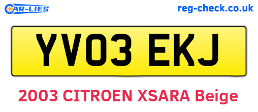 YV03EKJ are the vehicle registration plates.