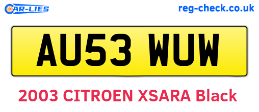 AU53WUW are the vehicle registration plates.