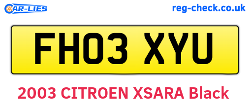 FH03XYU are the vehicle registration plates.