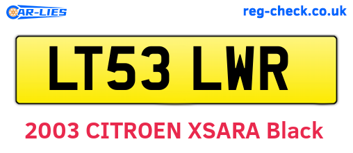 LT53LWR are the vehicle registration plates.