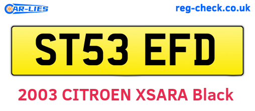 ST53EFD are the vehicle registration plates.