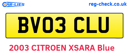 BV03CLU are the vehicle registration plates.