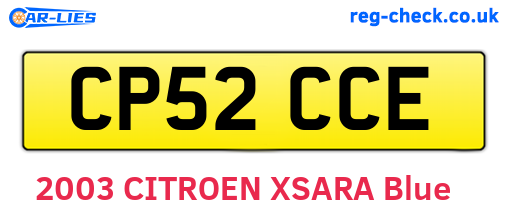 CP52CCE are the vehicle registration plates.