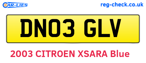DN03GLV are the vehicle registration plates.