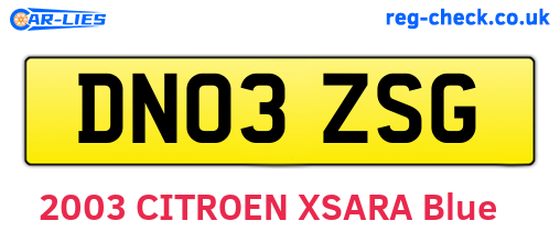 DN03ZSG are the vehicle registration plates.