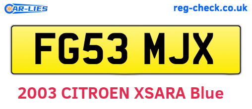 FG53MJX are the vehicle registration plates.