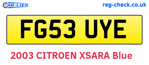 FG53UYE are the vehicle registration plates.