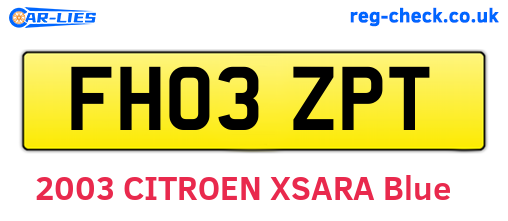 FH03ZPT are the vehicle registration plates.