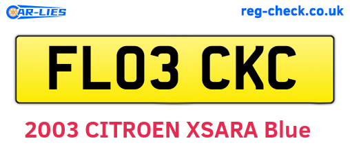 FL03CKC are the vehicle registration plates.