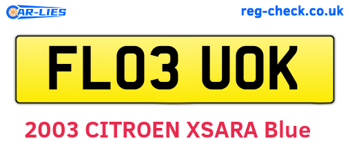 FL03UOK are the vehicle registration plates.