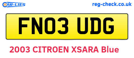FN03UDG are the vehicle registration plates.