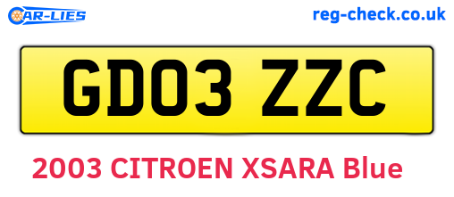 GD03ZZC are the vehicle registration plates.