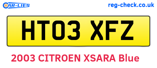 HT03XFZ are the vehicle registration plates.