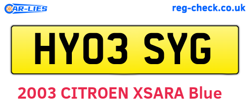 HY03SYG are the vehicle registration plates.