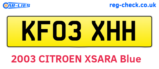 KF03XHH are the vehicle registration plates.