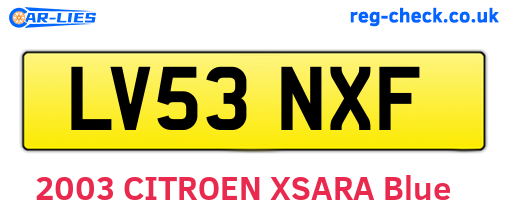 LV53NXF are the vehicle registration plates.
