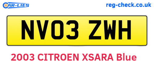 NV03ZWH are the vehicle registration plates.