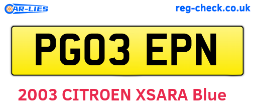 PG03EPN are the vehicle registration plates.