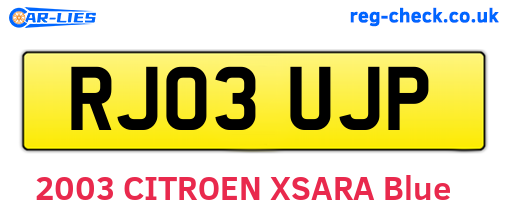 RJ03UJP are the vehicle registration plates.