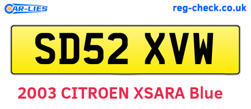 SD52XVW are the vehicle registration plates.