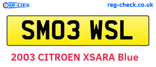 SM03WSL are the vehicle registration plates.